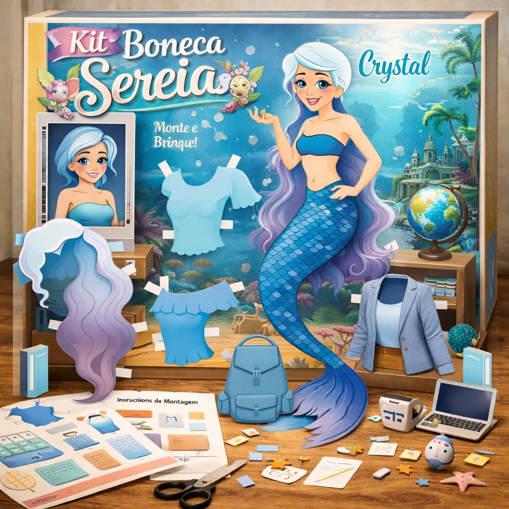 Bônus Boneca Sereia de papel para imprimir